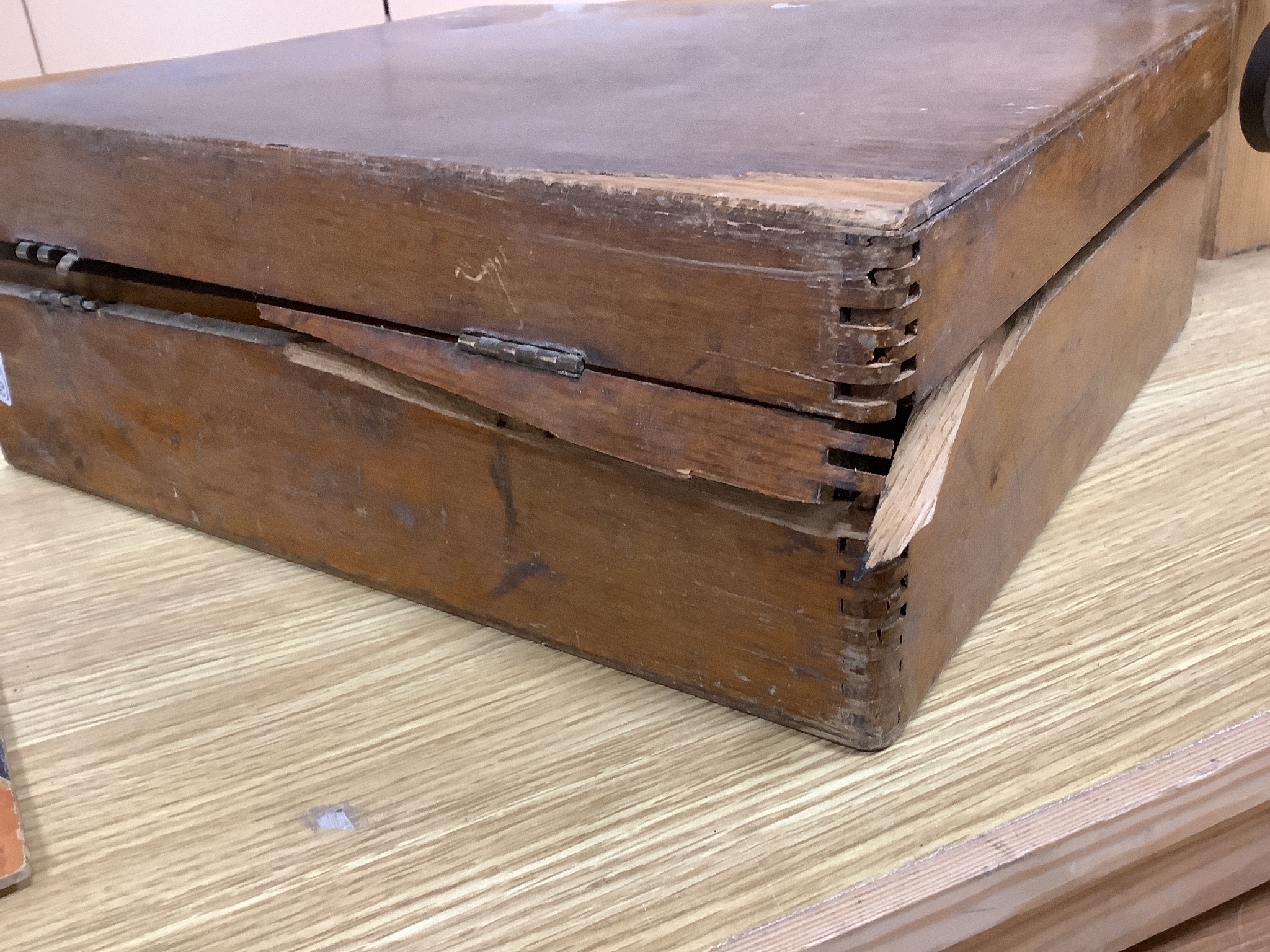 A 20th century oak cased artists’ box (A/F) together with eleven various oil studies on board, many signed and a collection of unframed French impressionist style studies (quantity)